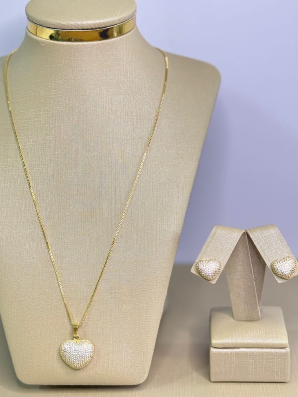 Conjunto Coração Cravejado Luxo