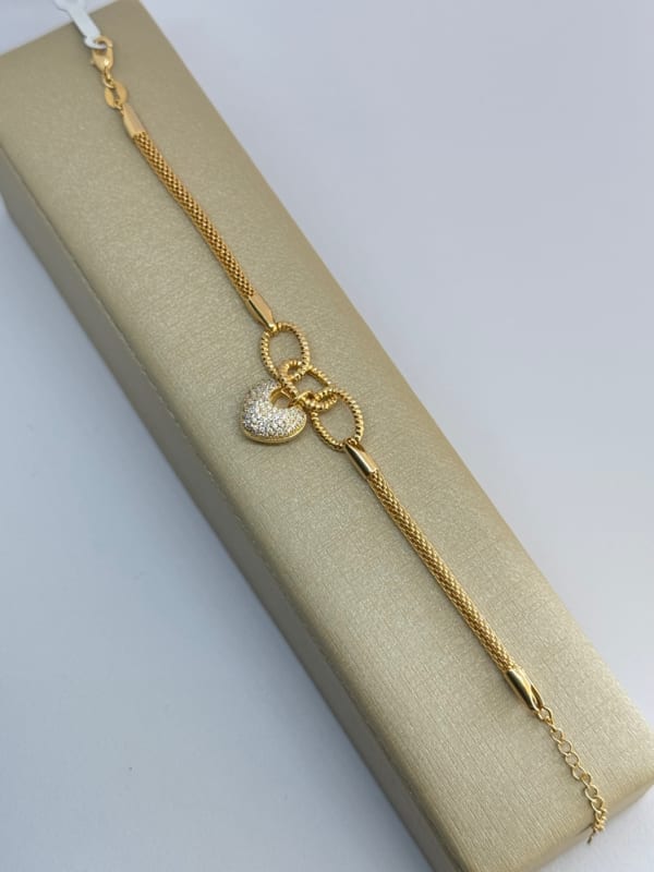 Pulseira Elo com Coração Cravejado