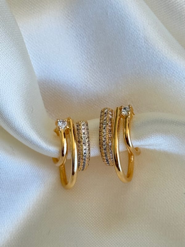 Brinco Argola Dupla com Zircônias