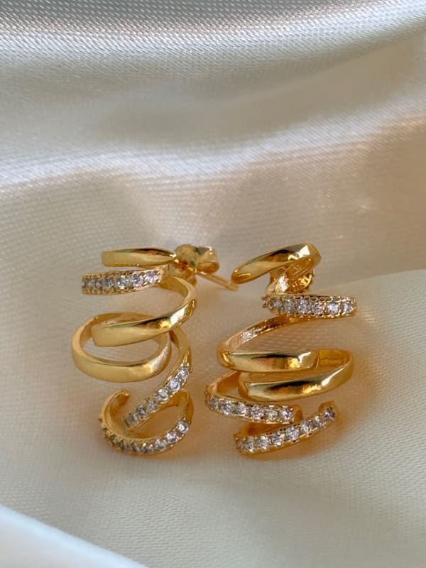 Brinco Espiral Luxo Dourado