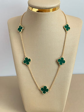Colar Trevo Verde com Toque de Turquesa