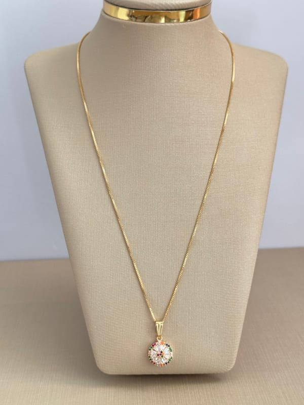 Colar Flor Multicolor com Zircônias