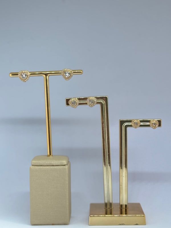 Trio de Brincos Coração com Zircônias